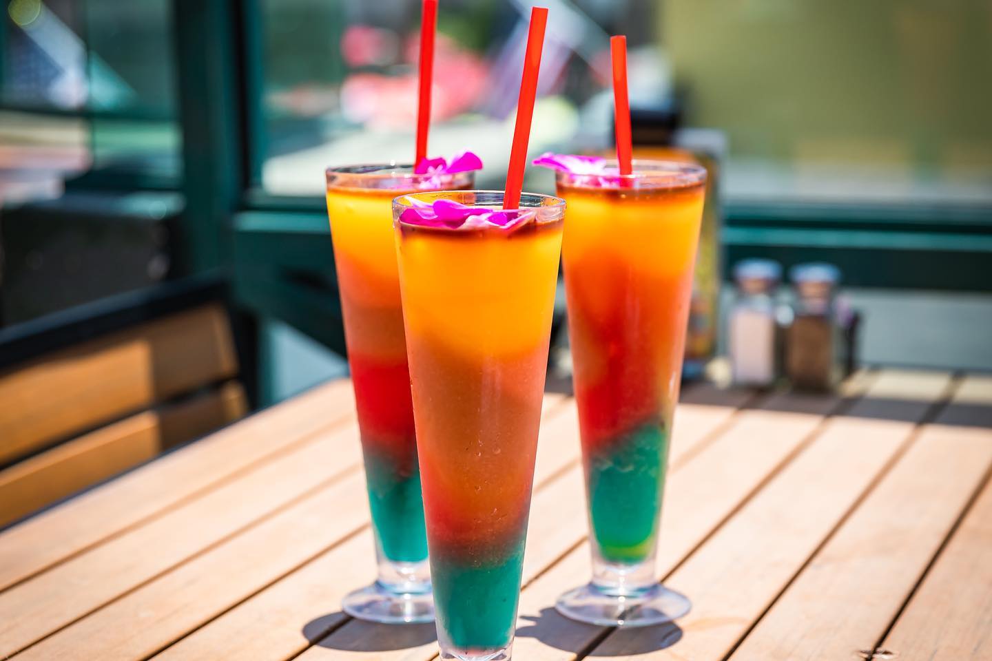 Rainbow cocktails at Aloha Grill